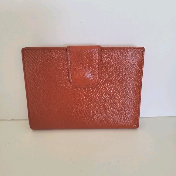 Etro Modern Brick Red Medium Leather Wallet Compact Logo Italian Bifold Solid - Picture 2 of 15